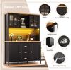 i@home Hochschrank Seitenschrank, Aufbewahrungsschrank, Küchenschrank mit LED-Beleuchtung, 120x40x179cm, 4 Türen & 3 Schubladen,weiß/schwarz Bild 2