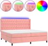 vidaXL Boxspringbett mit Matratze & LED Rosa 200x200 cm Samt 3139768 Bild 2