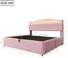 Merax Polsterbett 180x200 cm, Doppelbett mit hydraulischem Stauraum, Samtbezug, LED-Kopfteilbeleuchtung, USB- und USB-C-Ladeanschlüssen, Stauraum im Kopfteil und Metallbettplatte, Rosa Bild 4