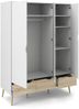Dmora Kleiderschrank 3 Türen Devota, Schlafzimmermöbel, Schrank, Garderobe, 147x58 h200 cm, Weiß und Eiche Bild 4
