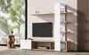 TV-Wohnwand B 180 x T 33,5 x H 151,5 cm aus Spanplatte in Weiß & Holzoptik, mit Tür Bild 2