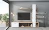 TV-Wohnwand B 180 x T 33,5 x H 151,5 cm aus Spanplatte in Weiß & Holzoptik, mit Tür Bild 3