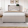 Polsterbett 90x200 cm mit Stauraum und USB/Typ-C – Einzelbett aus Baumwoll-Leinen mit Lattenrost Bild 5