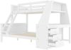 Etagenbett 90x200 cm + 140x200 cm, Kiefernholz/MDF, mit Schreibtisch, großem Stauraum und hohem Rausfallschutz, Weiß Bild 5