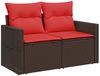 vidaXL Gartensofa mit Kissen 2-Sitzer Braun Poly Rattan 366235 Bild 4