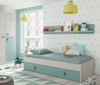 Dmora Kinderbett Aqua, Bettgestell für Schlafzimmer, Bett mit ausziehbarem Kinderbett und Regal, 201 x 98 x 43 cm, Weiß und Aquagrün Bild 2