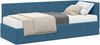 vidaXL Eckbettgestell mit Matratze mit Kopfteil 2 pcs Blau Samt 3393837 Bild 2
