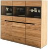 Massivart® Highboard 153 cm Breite Massivholz Wildeiche geölt »ARAYA«, 3 Glastüren · 3 Drehtüren · 6 Einlegeböden · schwarze Griffmulden Bild 2
