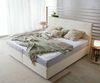Boxspringbett Dream-Well Plüsch-Cord Beige 200x200 cm Bonell-Matratze PU-Topper Bild 4