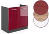 Spülenunterschrank R-Line Rot Hochglanz 80 cm AP Marmor Vicco Bild 5