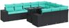 vidaXL 11-tlg. Garten-Sofagarnitur mit Kissen Schwarz Poly Rattan 3326868 Bild 2