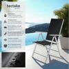tectake® Aluminium Gartenstuhl 6er Set, Klappstuhl mit 7-facher Neigungsverstellung und hoher Rückenlehne, Gartenmöbel Set mit 6 Stühlen, klappbar, ideal für Garten, Terrasse und Balkon - Silber Bild 2
