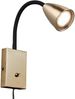 Flexible LED Leselampe, Wandleuchte mit Schalter & Stecker, Messing Höhe 23,5cm Bild 2