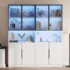 LED Vitrine 160×200 cm mit Glastüren, Aluminiumrahmen, verstellbarem Boden & großem Stauraum, moderner Hochschrank Wohnzimmer Bild 2