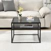 FINEBUY Couchtisch FB72738 Glas Metall 60 cm Quadratisch Wohnzimmertisch Ablage Modern (Sofatisch Glas Quadratisch 60 cm Schwarz Ablage), Wohnzimmertisch Industrial, Metallgestell Modern Bild 4