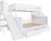 Etagenbett 90x200/140x200 cm aus Massivholz, mit Rutsche, Leiter, Stauraum und 2 Schubladen, Weiß Bild 4