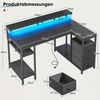 Klyvvo Schreibtisch mit 3 Schubladen, Gaming Schreibtisch L Form mit LED (1-St), mit Stauraum für Homeoffice und Gaming, Schwarz Bild 3