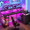 Klyvvo Schreibtisch mit 3 Schubladen, Gaming Schreibtisch L Form mit LED (1-St), mit Stauraum für Homeoffice und Gaming, Schwarz Bild 2