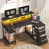 Klyvvo Schreibtisch mit 3 Schubladen, Gaming Schreibtisch L Form mit LED (1-St), mit Stauraum für Homeoffice und Gaming, Schwarz Bild 1