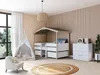 Vente-unique - SAROSI Bett Holz, PlatteHolz, Platte BeigeWeiß - B 99,8 cm x H 165,3 cm x L 213,5 cm Bild 3