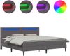 vidaXL Bettrahmen mit LED-Lichtleisten Grau 200x200 cm Kunstleder 3415009 Bild 2