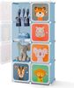 Kleiderschrank für Kinder Babyschrank mit 8 Würfeln & Hängebereich niedliche Cartoon-Kommode Blau Bild 1