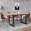 Erweiterbarer Esstisch, L140/180*W80*H75,Industriestil, rechteckiger, Kaffee-Freizeittisch, moderner einfacher Esstisch aus Eisen, Platzsparender multifunktionaler Esstisch,MDF, Eicheoptik+schwarz Bild 1