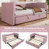 Daybett 90x200 cm mit Ziehbett – Polsterbett aus Samt in Rosa, ausziehbar bis 180x200 cm Bild 4