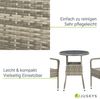Juskys Polyrattan Gartentisch Yoro wetterfest - Balkontisch Ø 60 cm rund - Rattan Beistelltisch mit Glasplatte - kleiner Tisch für Balkon - Grau Bild 4