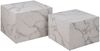 AC Design Furniture Dicte quadratischer Couchtisch 2er-Set, Weiß mit Marmoroptik, Eleganter Wohnzimmertisch, Beistelltisch für Wohnzimmer, B: 58 x H: 40 x T: 58 cm und B: 50 x H: 33 x T: 50 cm Bild 1