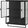 Wandhängeschrank mit Glastüren, 2 Türen, Ablage & Handtuchhalter, schwarz, 60x23x78 cm Bild 4