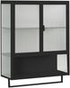 Wandhängeschrank mit Glastüren, 2 Türen, Ablage & Handtuchhalter, schwarz, 60x23x78 cm Bild 3