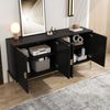 Sideboard Schwarz mit geometrischer Front, 4-türig, Metallbeine, goldene Griffe, großer Stauraum,Wohnzimmer- & Esszimmer Bild 5