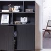 Wandschrank Gravure aus Kiefernholz, Schwarz Bild 2