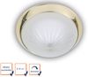 LED Deckenleuchte rund, Schliffglas satiniert, Dekorring Messing poliert, Ø 35cm Bild 2