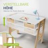 Juskys Kinder Schreibtisch Fietje - höhenverstellbar, 2 Schubladen, robustes Material, kratzfest, viel Stauraum - Kinderschreibtisch aus Holz Bild 3