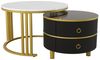 BlingBin Couchtisch 2-in-1 Couchtisch, Beistelltisch, Kaffeetisch, Wohnzimmertisch (Sofatisch mit 1 Glänzender Platte und 1 Weißer Marmorplatte, 2-St, 70*70*46 & 50*50*40 cm, Produkt Tragfähigkeit: 80KG), Couchtischkombination mit 2 Schubladen für Wohn... Bild 4