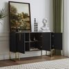 Modernes Sideboard, 3 Türen, schwarz/gold, verstellbare Regale, 138x40x80,5 cm Bild 2