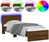 vidaXL Bettgestell mit Kopfteil und LED-Leuchten Braun Eiche 75x190 cm 838847 Bild 2