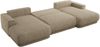 XXL Wohnlandschaft RINA U-Form 360 cm breit, Sofa mit Schlaffunktion & DL-Mechanismus, Wellenfederung, modern freistehend - Dunkelbeige Strukture Bild 5