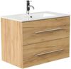 Badmöbel Set Firenze 80 3tlg. LED Spiegel und Seitenschrank eiche gold : Eiche Gold Bild 2