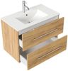 Badmöbel Set Firenze 80 3tlg. LED Spiegel und Seitenschrank eiche gold : Eiche Gold Bild 3