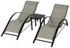 Outsunny Gartenliege 3-tlg. Sonnenliege mit Tisch, Liege, 3 St, Gartensitzgruppe, Metall Mesh Grau+Schwarz 2 x Sessel 1 x Tisch Bild 2
