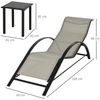 Outsunny Gartenliege 3-tlg. Sonnenliege mit Tisch, Liege, 3 St, Gartensitzgruppe, Metall Mesh Grau+Schwarz 2 x Sessel 1 x Tisch Bild 3