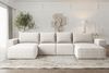 Wohnlandschaft U-Form Sofa ESTELLE mit Schlaffunktion in Stoff Poso Creme Bild 2