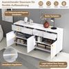 Sideboard 160 cm Weiß Hochglanz, Kommode mit 4 Schubladen & Türen, verstellbare Regale, Anrichte für Wohnzimmer Esszimme Bild 5