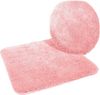 KiNZLER Badematte Chaozhou, Höhe 20 mm, rutschhemmend beschichtet, fußbodenheizungsgeeignet, Polyester, 2-tlg. Hänge-WC Set, Badteppich, Uni Farben, weich, als rechteckig, rund & Set erhältlich Bild 3