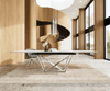 Esstisch Edge 200-300x100 Keramik Laminam®Statuarietto Weiß Spider Flachstahl Edelstahl ausziehbar Bild 2