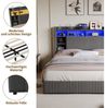 ADWOLT Polsterbett Doppelbett Stauraumbett Mit Stauraum (Packung), 140x200 cm,4 Schubladen,LED-Licht und USB + Typ-C,Leinenstoff-Grau Bild 4