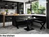 MEBLINI Eckbank für Esszimmer mit ausziehbarem Tisch - Küchenbank - Essecke - Sitzecke Küche - ERIC - X-Beine 128x168x87cm Rechts - Graphit Samt/M Schwarz Hochgl. Bild 2
